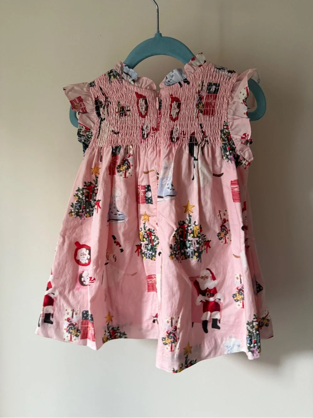 Pink Chicken Girls Christmas Pink Smocked Dress